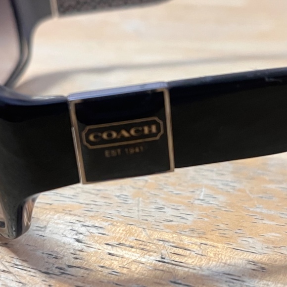 Coach Women’s Black Sunglasses White Monogram Inside - Picture 5 of 8